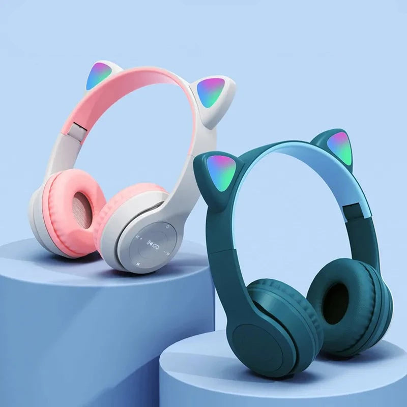 Cute Cat Ears Wireless Headphone Flash Light