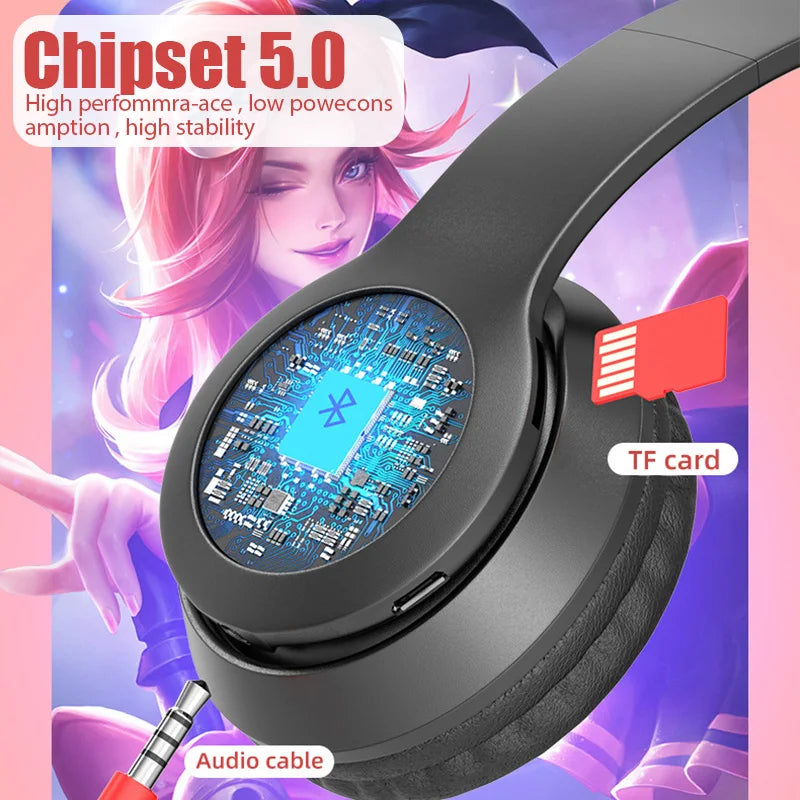 Cute Cat Ears Wireless Headphone Flash Light