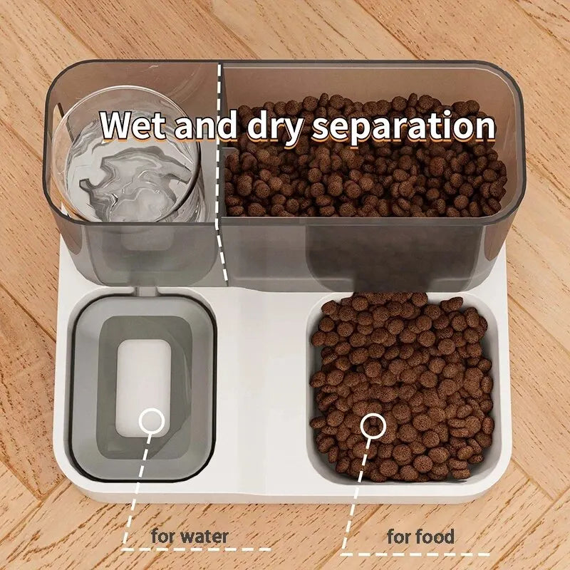 Large Capacity Automatic Cat Food Dispenser and Water Bowl