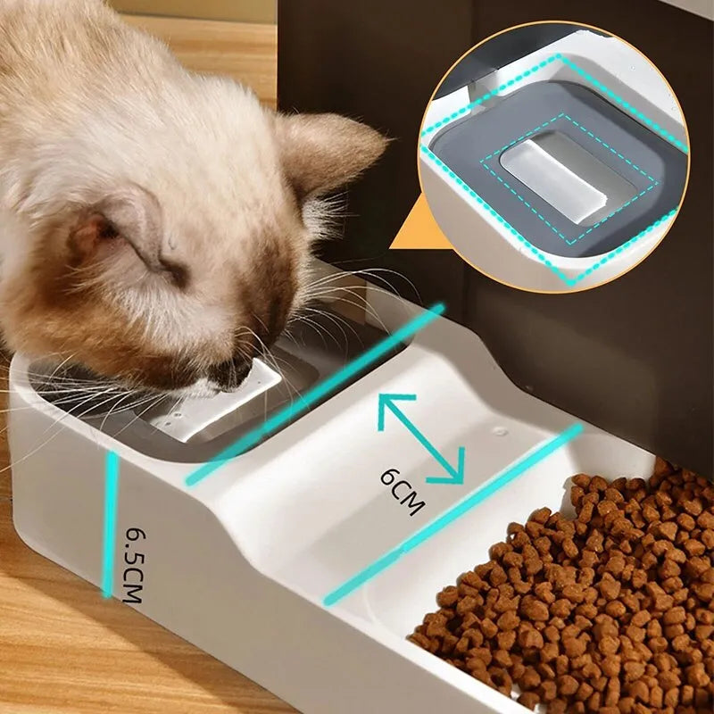 Large Capacity Automatic Cat Food Dispenser and Water Bowl